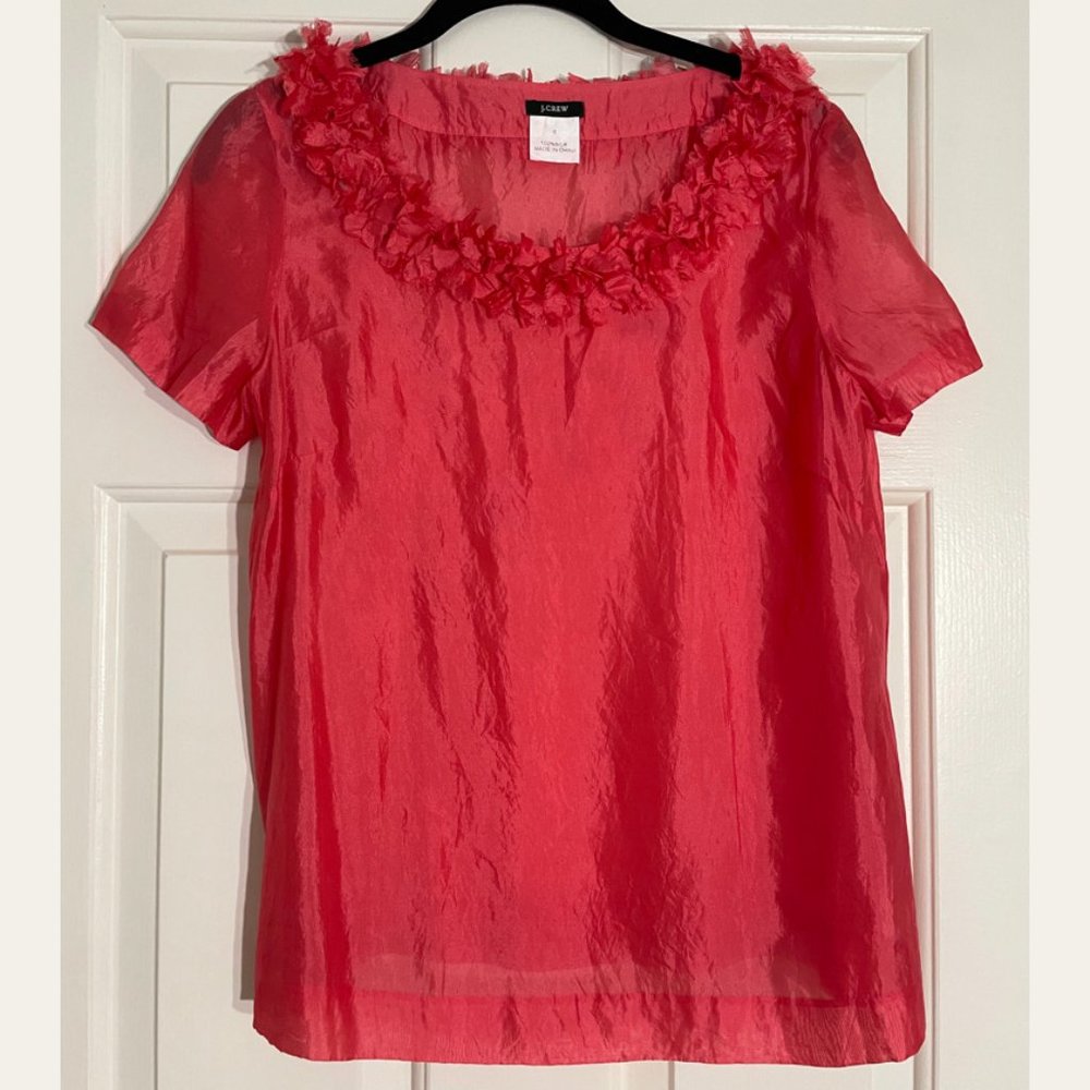 J Crew Pirk Pink Slik Blouse